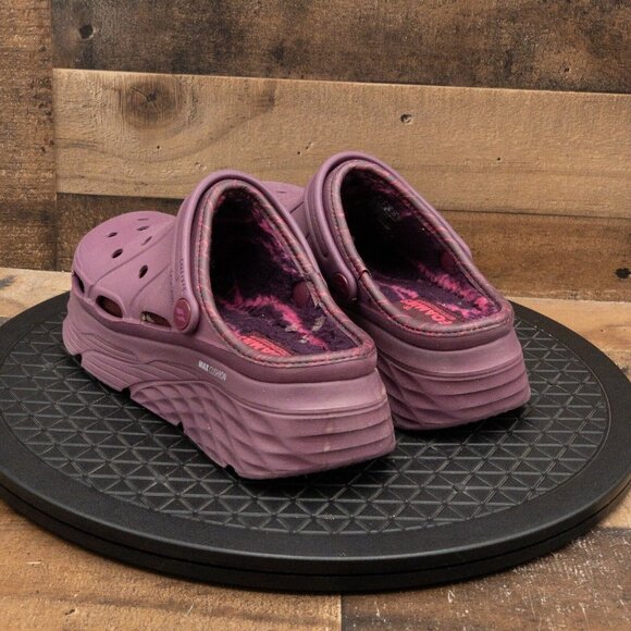 SKECHERS FOAMIES PLATFORM WOMENS CLOGS PURPLE FAUX FUR LINED SLIP ON SIZE 6 - Picture 6 of 9